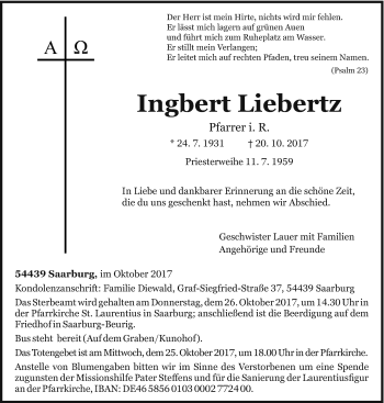 Todesanzeige von Ingbert Liebertz von trierischer_volksfreund