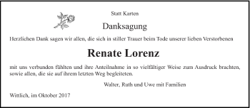 Todesanzeige von Renate Lorenz von trierischer_volksfreund