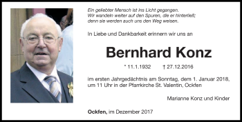 Todesanzeige von Bernhard Konz von trierischer_volksfreund