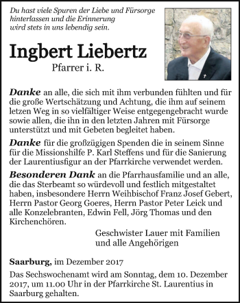Todesanzeige von Ingbert Liebertz von trierischer_volksfreund
