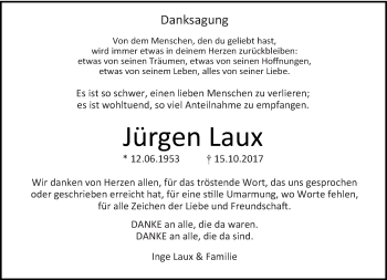Todesanzeige von Jürgen Laux von trierischer_volksfreund