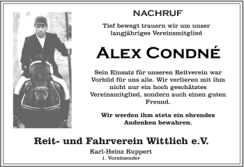 Todesanzeige von Alex Condné von trierischer_volksfreund