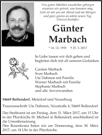 Todesanzeige von Carsten Marbach von trierischer_volksfreund