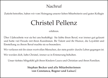 Todesanzeige von Christel Pellenz von trierischer_volksfreund