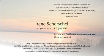 Todesanzeige von Irene Scherschel von trierischer_volksfreund