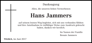 Todesanzeige von Hans Jammers von trierischer_volksfreund