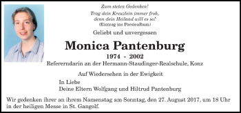 Todesanzeige von Monica Pantenburg von trierischer_volksfreund