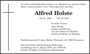 Todesanzeige von Alfred Holste von trierischer_volksfreund