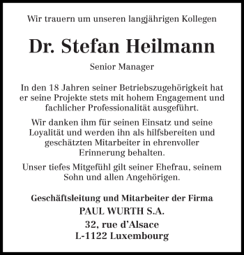 Todesanzeige von Stefan Heilmann von trierischer_volksfreund