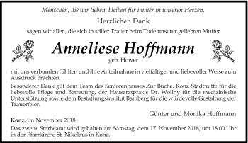 Todesanzeige von Anneliese Hoffmann von trierischer_volksfreund