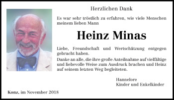Todesanzeige von Heinz Minas von trierischer_volksfreund