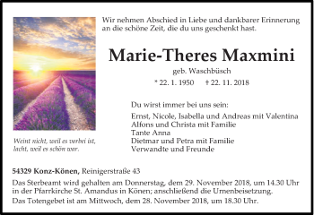 Todesanzeige von Marie-Theres Maxmini von trierischer_volksfreund