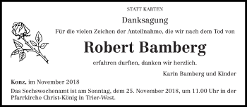 Todesanzeige von Robert Bamberg von trierischer_volksfreund