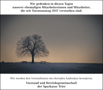 Todesanzeige von Wir gedenken Sparkasse Trier von trierischer_volksfreund