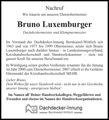 Todesanzeige von Bruno Luxemburger von trierischer_volksfreund