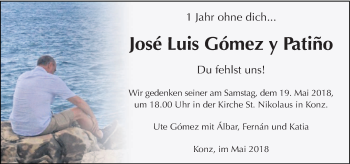 Todesanzeige von Jose Luis Gomez y Patino von trierischer_volksfreund