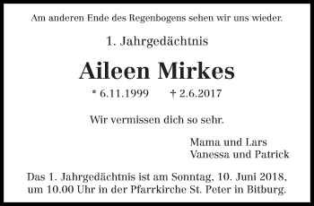 Todesanzeige von Aileen Mirkes von trierischer_volksfreund