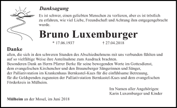 Todesanzeige von Bruno Luxemburger von trierischer_volksfreund