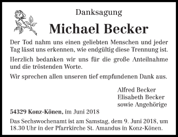 Todesanzeige von Michael Becker von trierischer_volksfreund
