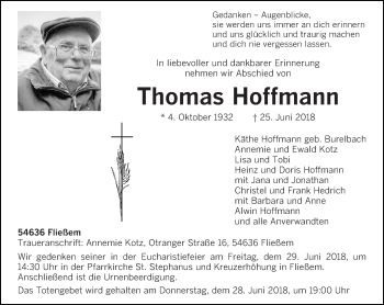 Todesanzeige von Thomas Hoffmann von trierischer_volksfreund