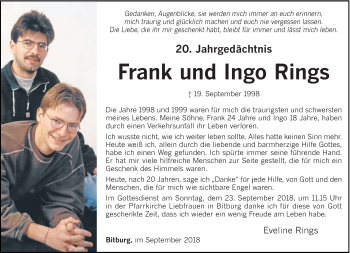 Todesanzeige von Frank und Ingo Rings von trierischer_volksfreund
