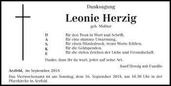 Todesanzeige von Leonie Herzig von trierischer_volksfreund