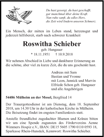 Todesanzeige von Roswitha Schieber von trierischer_volksfreund
