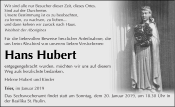 Todesanzeige von Hans Hubert von trierischer_volksfreund