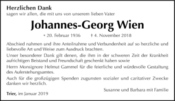 Todesanzeige von Johannes-Georg Wien von trierischer_volksfreund