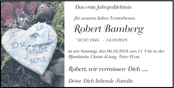 Todesanzeige von Robert Bamberg von trierischer_volksfreund