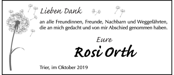 Todesanzeige von Rost Orth von trierischer_volksfreund