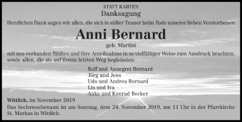 Todesanzeige von Anni Bernhard von trierischer_volksfreund