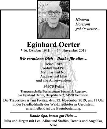 Todesanzeige von Eginhard Oerter von trierischer_volksfreund