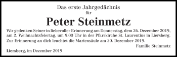 Todesanzeige von Peter Steinmetz von trierischer_volksfreund