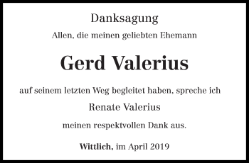 Todesanzeige von Gerd Valerius von trierischer_volksfreund