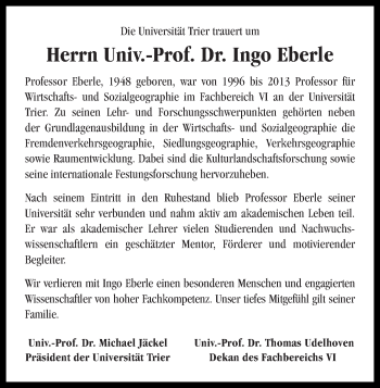 Todesanzeige von Ingo Eberle von trierischer_volksfreund