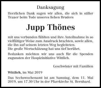 Todesanzeige von Jupp Thönes von trierischer_volksfreund