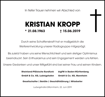 Todesanzeige von Kristian Kropp von trierischer_volksfreund
