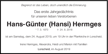 Todesanzeige von Hans-Günter Hermges von trierischer_volksfreund