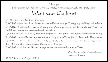 Todesanzeige von Waltraut Collinet von trierischer_volksfreund