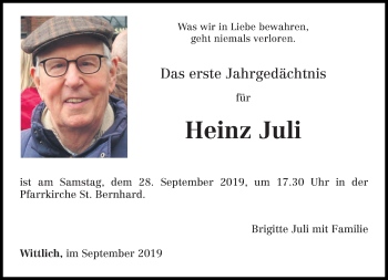 Todesanzeige von Heinz Juli von trierischer_volksfreund