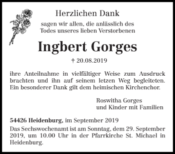 Todesanzeige von Ingbert Gorges von trierischer_volksfreund
