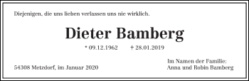 Todesanzeige von Dieter Bamberg von trierischer_volksfreund