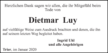 Todesanzeige von Dietmar Luy von trierischer_volksfreund