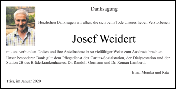 Todesanzeige von Josef Weiden von trierischer_volksfreund