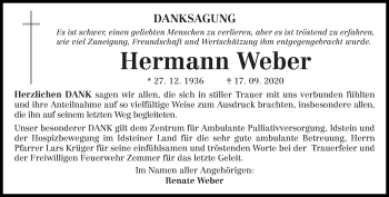 Todesanzeige von Hermann Weber von trierischer_volksfreund