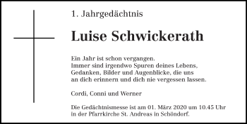 Todesanzeige von Luise Schwickerath von trierischer_volksfreund