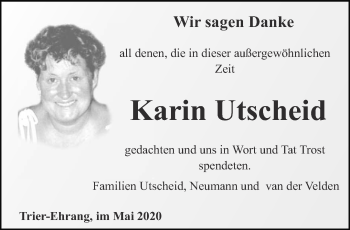 Todesanzeige von Karin Utscheid von trierischer_volksfreund