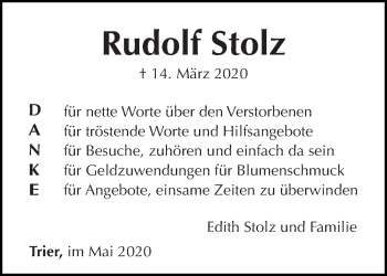 Todesanzeige von Rudolf Stolz von trierischer_volksfreund