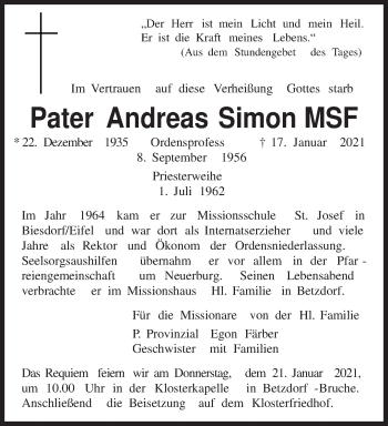 Todesanzeige von Andreas Simon von trierischer_volksfreund